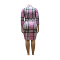 Fancy Good Quality Sexy Bodycon Dress Womenoversized Shirt Long Sleeve Checker Dress Women